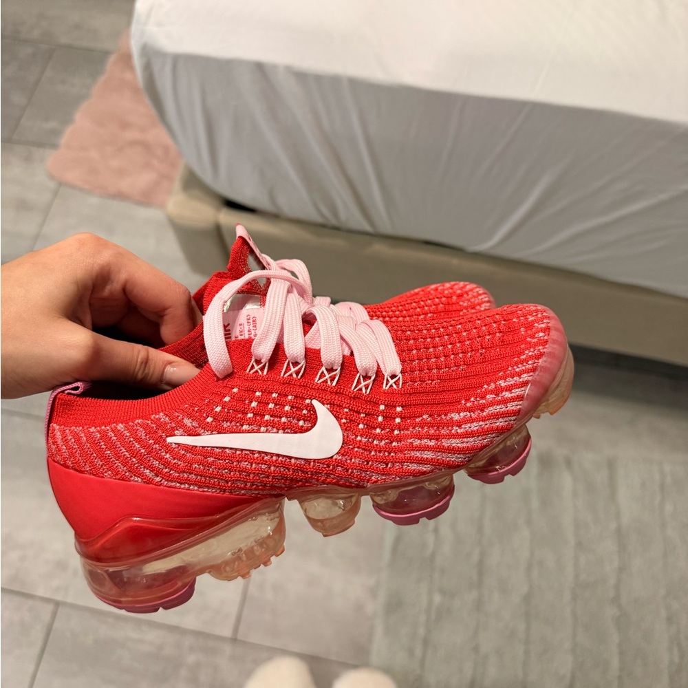 Nike Air VaporMax in Vibrant Red with White Swoosh